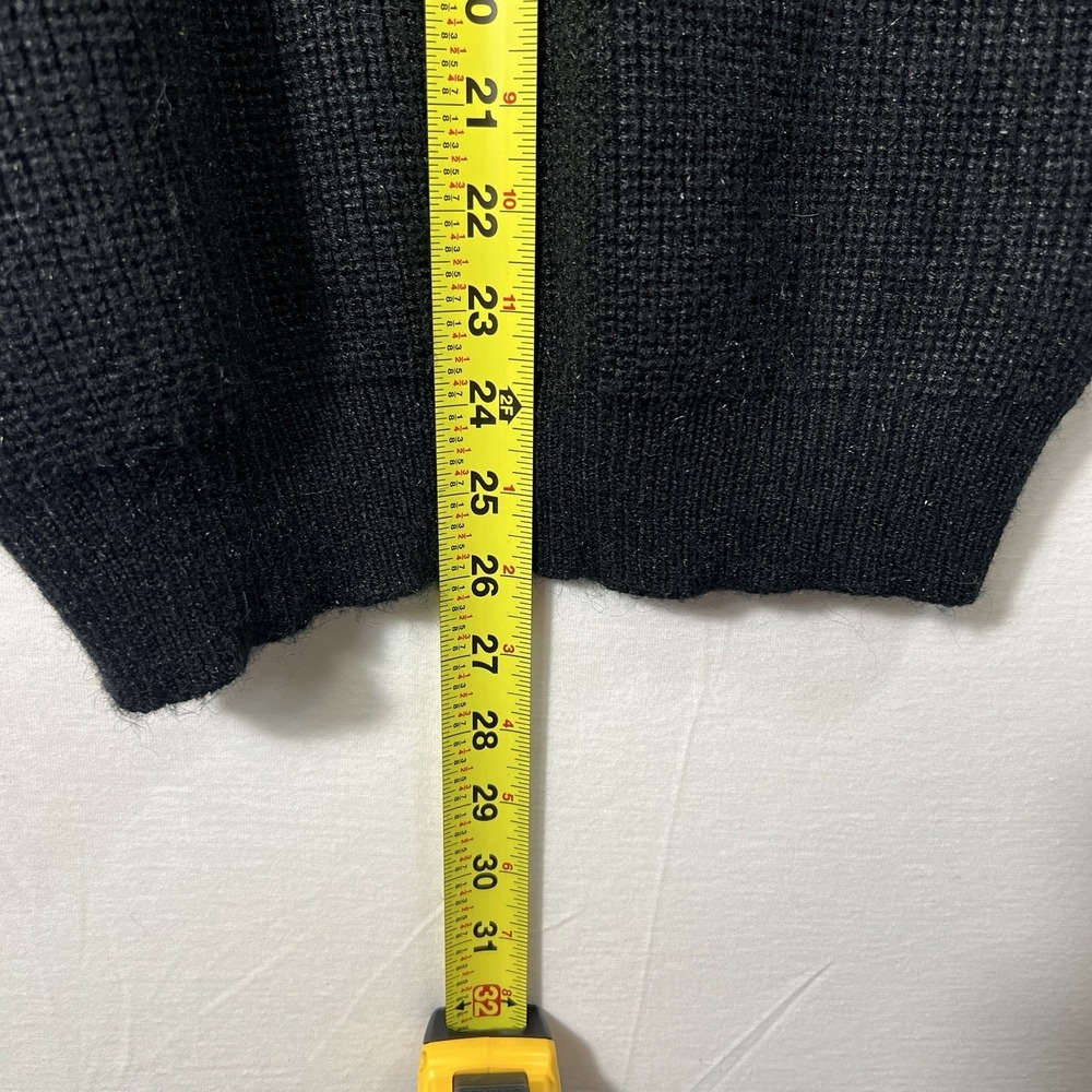 Vintage 90s Leather Knit Sweater Mens M Black Grunge Western Textured - Picture 6 of 8